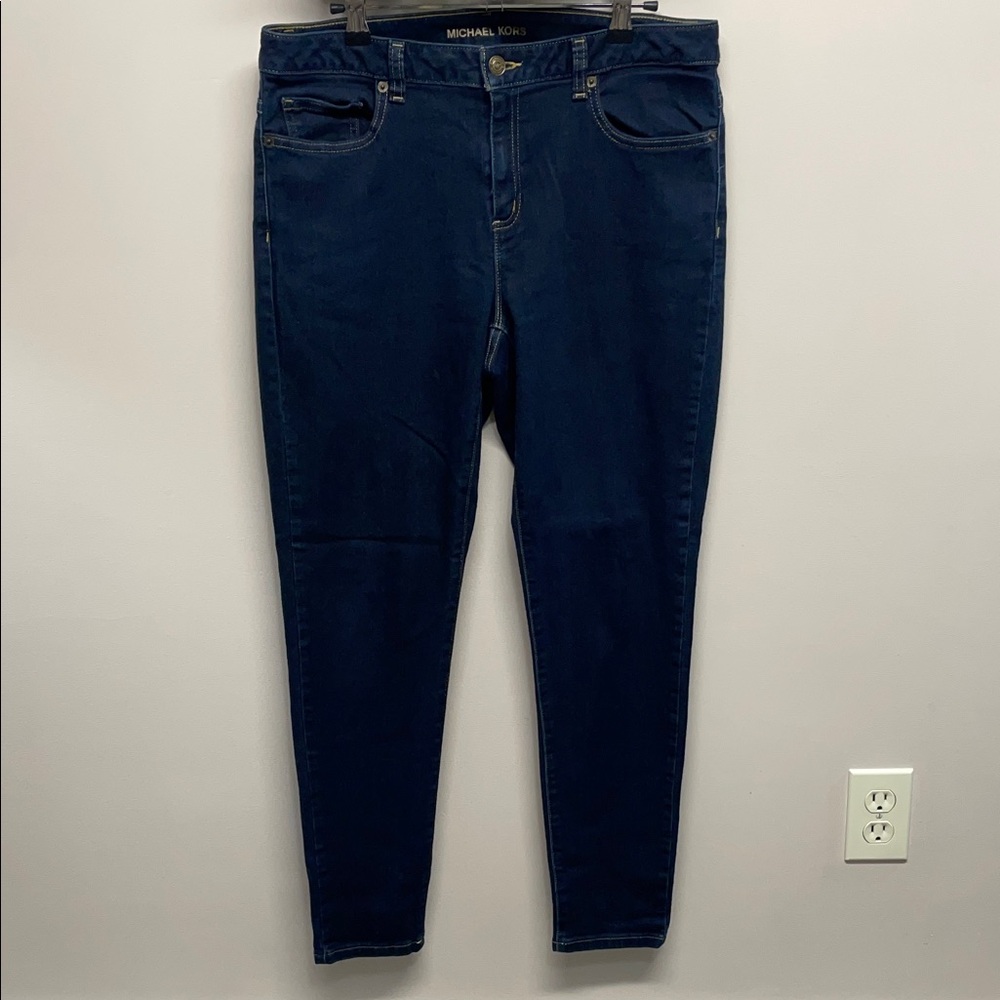 Michael Kors Izzy Cropped Skinny Jeans Mid Rise Dark Wash Denim 10